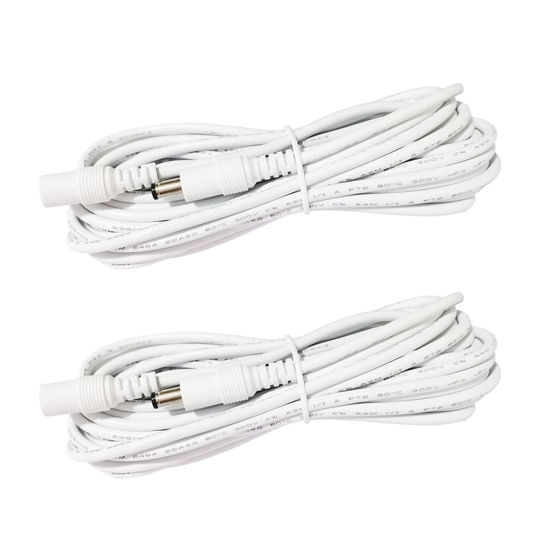 Picture of LitaElek 2pcs 1m 3.3ft DC Extension Cable 12V Extension Cord DC 5V-24V Power Cord 5.5mm x 2.1mm DC Jack Plug Adapter Male to Female for Car Monitor, CCTV Camera, LED Strip, etc., White