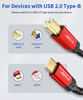Picture of JSAUX USB B to USB C Printer Cable 10ft, Nylon Braided, USB C MIDI Cable Compatible for MacBook Pro, HP, Epson, Canon, Brother, Lexmark, Xerox Printers and Scanner-Red