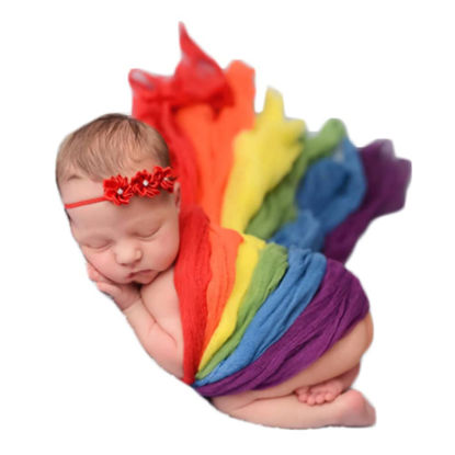 Picture of Vomdrok Newborn Monthly Baby Photography Props Rainbow Wraps for Boy Girls Photo Shoot Outfits Blanket
