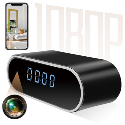 Picture of Jigayao Camera Clock, HD 1080P WiFi Alarm Clock Camera with Night Vision/Motion Detection/Loop Recording, Wireless Security Nanny Cam for Home and Office-Support iOS/Android No Audio