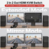 Picture of Unitek HDMI KVM Switch 2 Monitors 2 Computers 4K@60Hz USB 3.0 KVM Switches Share Dual HDMI Monitors 3 USB Ports for Keyboard Mouse Hard Drives Mic Headset Ports 2 USB-B Cable DC 5V Adapter Controller
