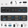 Picture of Unitek HDMI KVM Switch 2 Monitors 2 Computers 4K@60Hz USB 3.0 KVM Switches Share Dual HDMI Monitors 3 USB Ports for Keyboard Mouse Hard Drives Mic Headset Ports 2 USB-B Cable DC 5V Adapter Controller