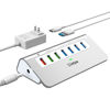 Picture of Powered USB 3.2 Hub 10Gbps,7 Port USB Data Hub USB Splitter with 4 USB 3.2 Gen2 Data Ports,3 Fast Charging Ports,30W Power Adapter,Type A & C Cable, Aluminum Powered USB C Hub for Computer,PC,Laptop