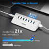 Picture of Powered USB 3.2 Hub 10Gbps,7 Port USB Data Hub USB Splitter with 4 USB 3.2 Gen2 Data Ports,3 Fast Charging Ports,30W Power Adapter,Type A & C Cable, Aluminum Powered USB C Hub for Computer,PC,Laptop