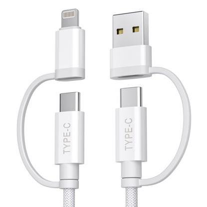 Picture of Basesailor Car Charger Cable for iPhone 16 15 Pro,4-in-1 Universal USB C Charging Cord 6.6FT for AirPods 4/4th Generation,60W Multi Charger Cord with USB C/Lightning Adapter for CarPlay,iWatch,S25 S24