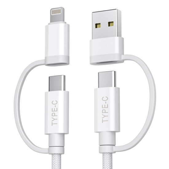 Picture of Basesailor Car Charger Cable for iPhone 16 15 Pro,4-in-1 Universal USB C Charging Cord 6.6FT for AirPods 4/4th Generation,60W Multi Charger Cord with USB C/Lightning Adapter for CarPlay,iWatch,S25 S24