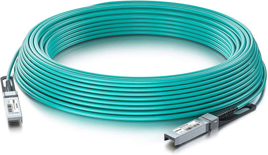 Picture of 10G SFP+ AOC Cable - 10GbE SFP+ to SFP+ Active Optical Fiber Cable, OM3 MMF Direct-Attach Fiber Assemblies with SFP+ connectors for Cisco SFP-10G-AOC7M, Ubiquiti UniFi, Supermicro, Mikrotik, 7-Meter