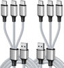 Picture of Puxnoin Multi Charging Cable, USB C Splitter Cable, 3 in 1 Fast Charging Cord with 3 Type-C Male Port Compatible with Cell Phones Tablets and More - 2Pack 4FT Silver