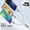Picture of Puxnoin Multi Charging Cable, USB C Splitter Cable, 3 in 1 Fast Charging Cord with 3 Type-C Male Port Compatible with Cell Phones Tablets and More - 2Pack 4FT Silver