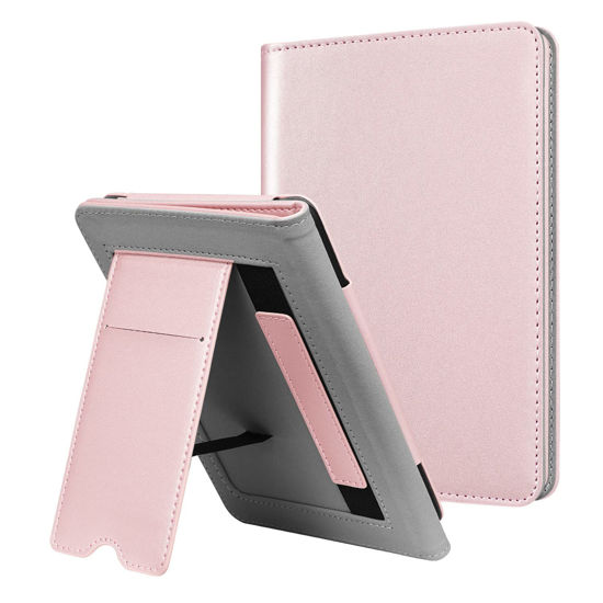 Picture of Fintie Stand Case for 6" Kindle Paperwhite (Fits 10th Generation 2018 and All Paperwhite Generations Prior to 2018) - Premium PU Leather Sleeve Cover with Card Slot and Hand Strap, Rose Gold