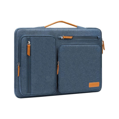 Picture of MOSISO 360 Protective Laptop Case 13.3 inch, 13-14 inch Laptop Sleeve Compatible with MacBook Air/Pro 13 / Pro 14, HP Dell Acer ASUS, Side Open Carrying Case with 4 Zipper Pockets&Handle, Haze Blue