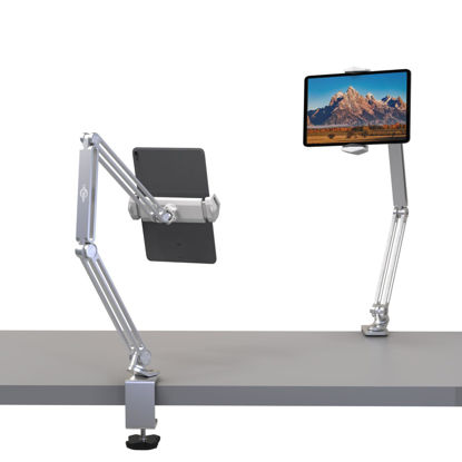 Picture of KABCON Tablet Stand,Tablet Holder Mount with Grip Extended Long Arm,Tablet Bed Desk Mount Compatible with iPad Pro Mini Air,Galaxy Tabs,Microsoft Surface Pro Go,Kindle Fire,4-13''Cell Phones & Tablets