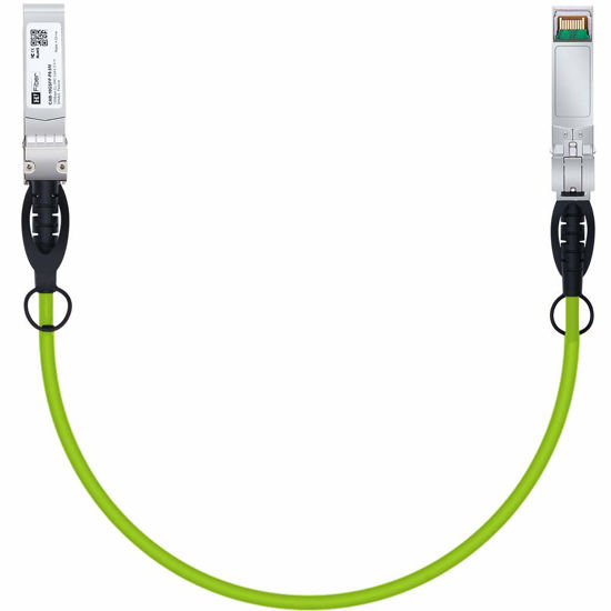 Picture of Green SFP+ Cable, 10G SFP+ DAC, 0.5M(1.64ft), Passive Direct Attach Copper Twinax Cable for Cisco SFP-H10GB-CU0.5M, Ubiquiti UniFi UC-DAC-SFP+, Meraki, Mikrotik, Intel, Fortinet, Netgear