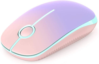 Picture of VssoPlor Wireless Mouse, 2.4G Slim Portable Computer Mice with Nano Receiver for Notebook, PC, Laptop, Computer (Pink to Purple)