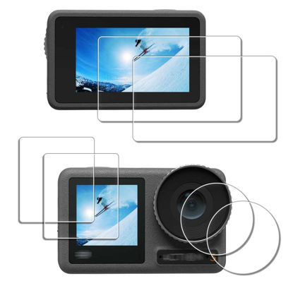 Picture of iDaPro Screen Protector for DJI Osmo Action 3 LCD + Small Screen + Lens Protector [2+2+2 Pack] Tempered Glass Scratch resistance Easy Installation