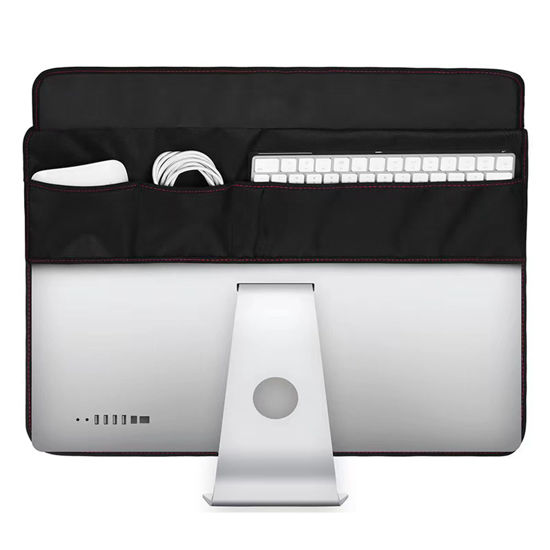 Picture of Monitor Dust Cover for iMac 27 inch PU Leather Anti-Static Dustproof Protective Cover for LCD/LED/HD Panel Case Computer Sleeve Monitor Dust Cover with Rear Pocket(Black, 27inch)