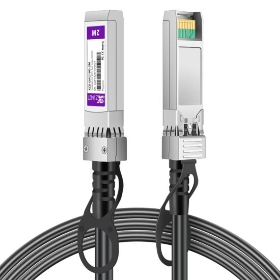 Picture of XZSNET 10G SFP+ DAC, 10GBASE-CU SFP+ to SFP+ Direct Attach Copper Passive Twinax Cable Compatible for Cisco SFP-H10GB-CU2M, Ubiquiti UACC-DAC-SFP10-2M, Meraki, Netgear and More, 26AWG, 2M
