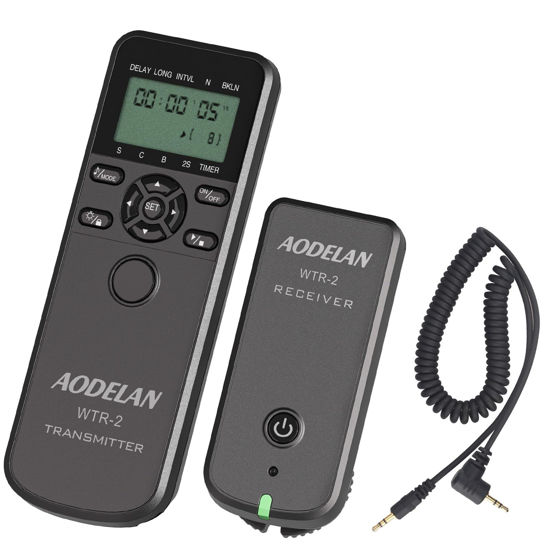 Picture of Wireless Timer Shutter Release Compatible with Canon Cameras, AODELAN Intervalometer Remote Control for Canon R6 R 60D 70D 80D 600D M6 T6i; Replaces Canon RS-60E3, Fujifilm RR-100 and Olympus RM-CB2