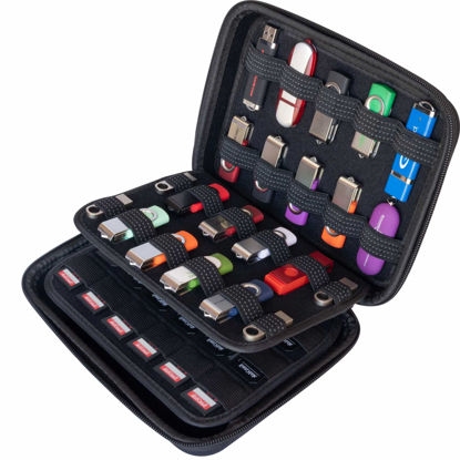 Picture of Large Capacity USB Thumb Flash Pen Drive Storage Organizer Holder/SD Card Memory Card Holder Case/External Hard Drive Case