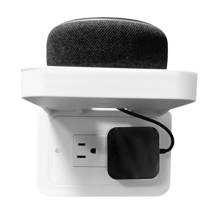 Picture of ALLICAVER Outlet Shelf, Wall Holder for Kitchen Organization,A Space Saving Solution for Google,Speakers,Phones,Electric Toothbrush and More (White-Decora-Horizontal-1 Pack)