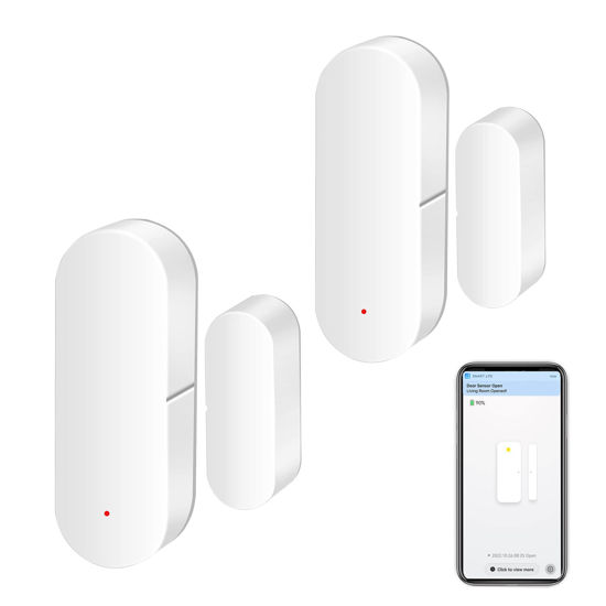 Picture of Wifi Door Sensor: Smart Door Open/Closed Detectors, Wireless Window Sensor with App Notification Alert, Contact Sensor for Home Security, Compatible with Alexa Google Assistant (2pack)
