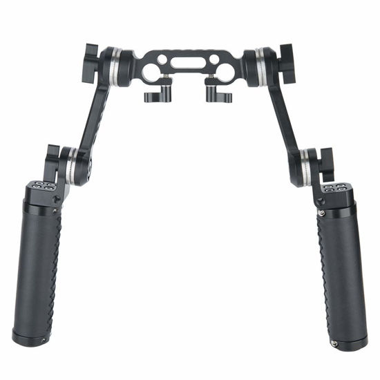 Picture of NICEYRIG Leather Rosette Handle Handgrip Kit with Rosette Extension Arm, 15mm Dual-Rod Clamp for 15mm DSLR Shoulder Rig Support