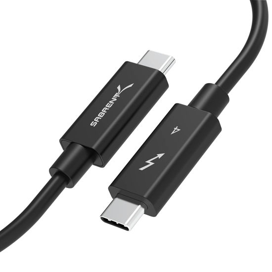 Picture of SABRENT Certified Thunderbolt 4 Cable, 100W PD, 8K/60Hz DisplayPort, 40Gbps Data, USB 4 & Thunderbolt 3 Compatible, 3.28 Feet/1M Durable High-Speed Charging for Laptops, Tablets, and More (CB-T4M1)