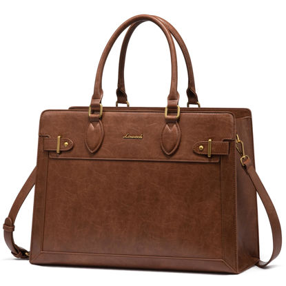 Picture of LOVEVOOK Laptop Bag for Women 17 Inch Work Tote, Business Computer Briefcase, PU Leather Tote Bag for Teacher, Office Shoulder Tote Purse