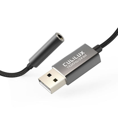 Picture of Cubilux USB A to 3.5mm Audio Jack Adapter [192KHz/24bit DAC, TRRS MIC-Supported] USB to 1/8” Stereo Combo Headphone Jack Dongle Compatible with PS5 PS4, Windows Linux Laptop PC Computer Raspberry Pi