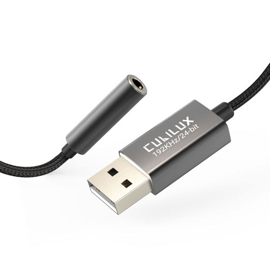 Picture of Cubilux USB A to 3.5mm Audio Jack Adapter [192KHz/24bit DAC, TRRS MIC-Supported] USB to 1/8” Stereo Combo Headphone Jack Dongle Compatible with PS5 PS4, Windows Linux Laptop PC Computer Raspberry Pi