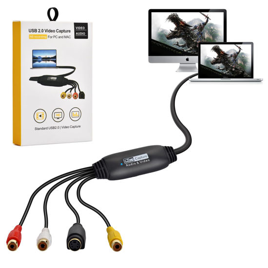 Picture of VHS to Digital Converter,Video Capture Card USB 2.0 Audio Video Capture Card Device Old VHS Mini DV Hi8 DVD VCR to Digital Converter for Mac, PC Support Windows 2000/10 / 8/7 / Vista/XP/Android