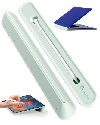 Picture of ergounion 3 in 1 Silicone Laptop Stand for Desk - Keyboard Riser for Ergonomic Typing/Reading, Portable Laptop Cooling Stand, 9"/24cm Measurable Pencil Case Holder- Oval Base, Macaron Green