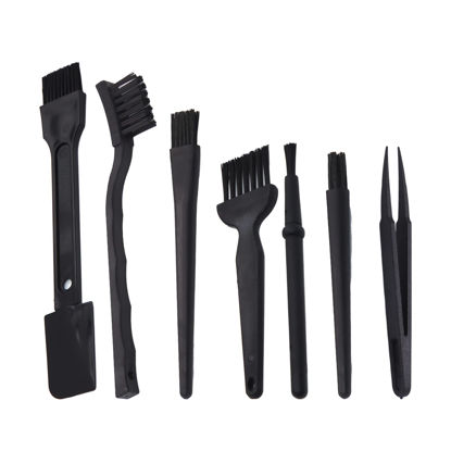 Picture of Computer Keyboard Cleaning Brush Kit, Portable Plastic Handle Nylon Cleaning Brushes-Black Set of 7