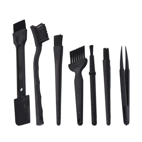 Picture of Computer Keyboard Cleaning Brush Kit, Portable Plastic Handle Nylon Cleaning Brushes-Black Set of 7
