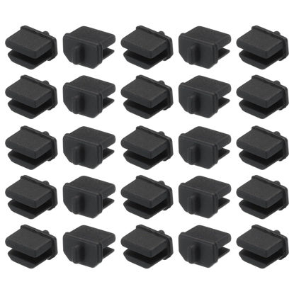 Picture of MECCANIXITY 25pcs Laptop DP Port Duct Covers Caps Silicone Plugs Protector for Mini Display Port Female End, Black