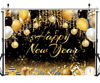 Picture of DHXXSC 7X5FT 2025 Happy New Year Backdrop Black and Gold Decorations New Year Eve Party Decorations Fireworks Bokeh Photography Background Photo Studio Props DH-957