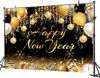 Picture of DHXXSC 7X5FT 2025 Happy New Year Backdrop Black and Gold Decorations New Year Eve Party Decorations Fireworks Bokeh Photography Background Photo Studio Props DH-957