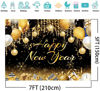 Picture of DHXXSC 7X5FT 2025 Happy New Year Backdrop Black and Gold Decorations New Year Eve Party Decorations Fireworks Bokeh Photography Background Photo Studio Props DH-957