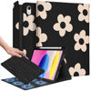 Picture of Wazzasoft for iPad 10th Generation Case with Keyboard Pencil Holder 10.9 Inch Folio Tablet Cover Women Girls Cute Girly Teens Kawaii Black Flower Unique Design for Apple Funda for iPad 10th gen