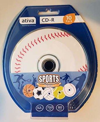Picture of Ativa(r) Cd-r Recordable Fashion Media Spindle, Sports Designs, 700mb/80 Minutes, Pack of 10