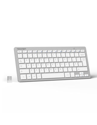 Picture of TECKNET 2.4G Wireless Keyboard, Mini Keyboard Compact Computer Keyboard with Media Hotkeys, Silent Small USB Keyboard for Laptop PC Desktop Smart TV Notebook Chromebook-Silver