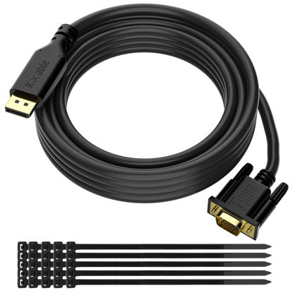 Picture of DisplayPort to VGA Cable 20 FT, DP to VGA Adapter Cord, Display Port to VGA Male to Male Converter Cable, Gold-Plated, 1080P@60Hz, for PC, Desktop, Laptop, HDTV, Projector, Monitor, with 25 Ties