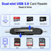 Picture of USB C Lightning SD Card Reader for iPhone 15 iPad Mac - 2 in 1 Micro SD/SD Card Adapter(Read Two Cards simultaneously), Portable Digital Camera Adapter Memory Card Reader, Plug and Play