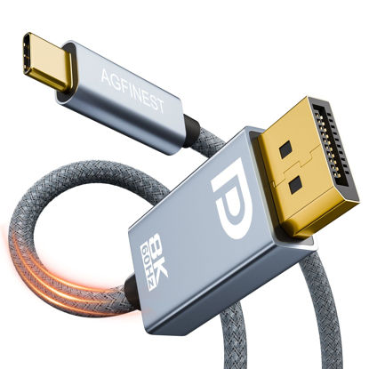 Picture of AGFINEST USB C to DisplayPort 1.4 Cable 6.6ft (Support 8K@60Hz, 4K@144Hz, 2K@240Hz) Thunderbolt 3/4 to DP Cord Compatible with MacBook, Mac Mini, XPS, iPad, iPhone 15/16