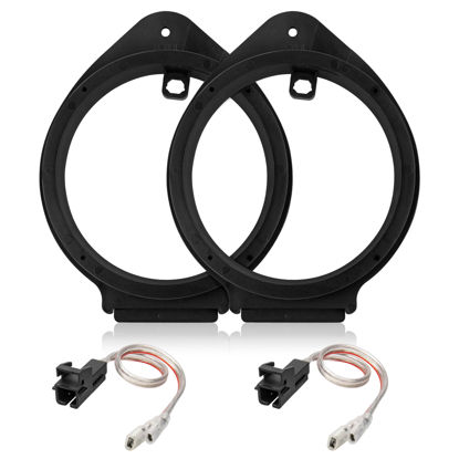 Picture of RED WOLF 6.5" Speaker Adapter Spacer Ring w/Speaker Wiring Harness Plug Replacement for GMC Sierra/Chevy Silverado/Buick 1995-2012, Cadillac 1988-1999 Aftermarket Door Speaker Adapter Bracket Kit
