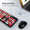 Picture of KNOWSQT Wireless Keyboard and Mouse Combo, Black Colorful Retro 2.4GHz Typewriter Keyboard with Cute Round Keycaps, DPI Adjustable Optical Wireless Mouse Compatible with PC Laptop