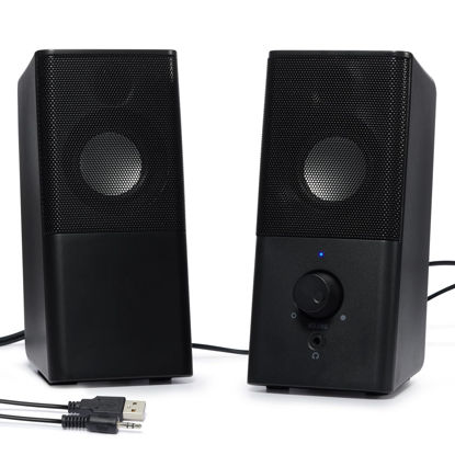 Picture of Bingxue H21 Classic Computer Speakers for Desktop PC, Full Stereo Sound, USB-Powered, Gaming Speaker with 3.5mm Aux Multimedia for Laptop/Desktop/Tablets/Phone（Black）