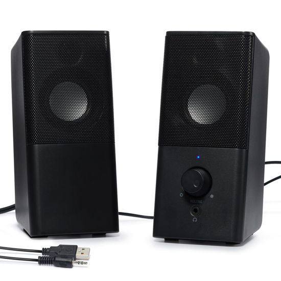 Picture of Bingxue H21 Classic Computer Speakers for Desktop PC, Full Stereo Sound, USB-Powered, Gaming Speaker with 3.5mm Aux Multimedia for Laptop/Desktop/Tablets/Phone（Black）