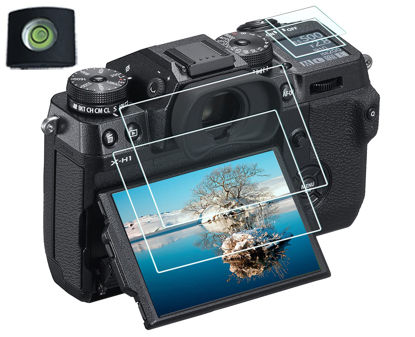 Picture of HUIPUXIANG X-H1 Top+Tempered Screen Protector for Fujifilm X-H1 Camera with Hot Shoe Cover Fuji film XH1 0.3mm High Definition 9H Hardness Optical LCD Premium Glass Protective Cover [2+2 Pack]