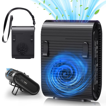 Picture of Portable Fan, Rechargeable Mini Waist Clip Fan, 8000mAh Battery Operated, 3 Speeds Personal Hands-Free Hanging Neck Fan, Max 24H Working Time, Wearable body Belt Fan for Camping, Outdoor, Travel